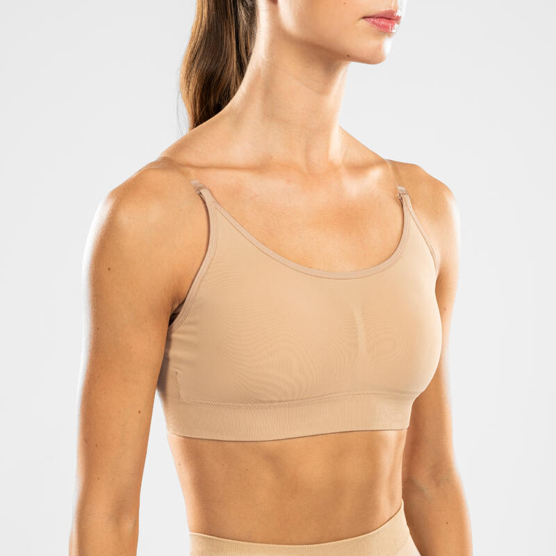 Tanz-Bustier Damen Performance mit wandelbaren Trägern - beige 