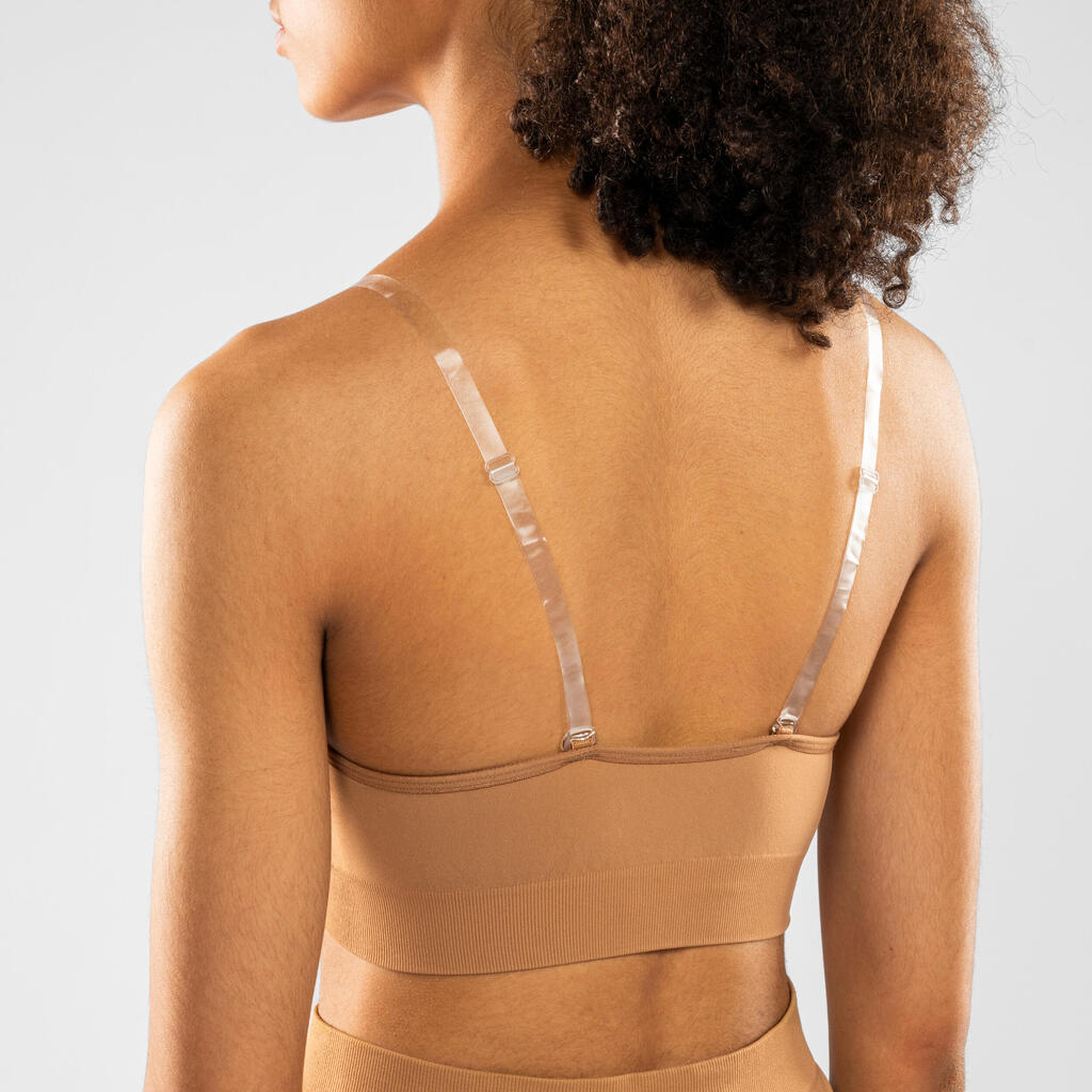 Women's Modern Jazz Dance Seamless Convertible Strap Bra - Beige