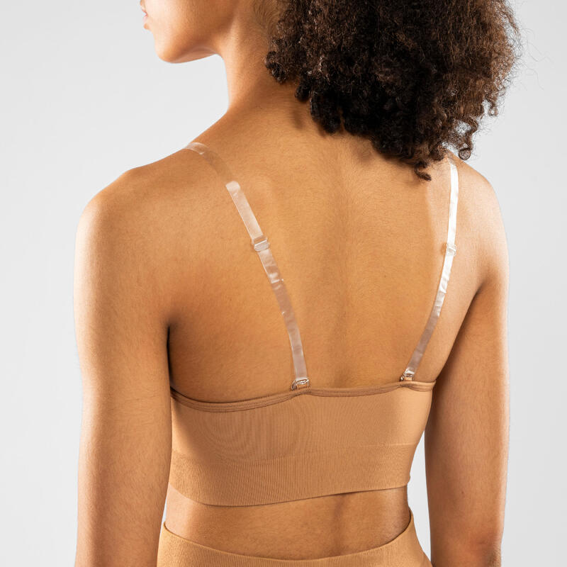 Brassière danse modern'jazz seamless bretelles convertibles Femme - caramel