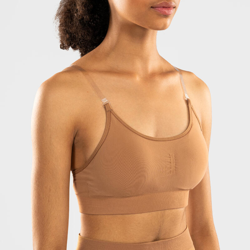 Brassière de danse femme bretelles convertibles pour galas Marron clair