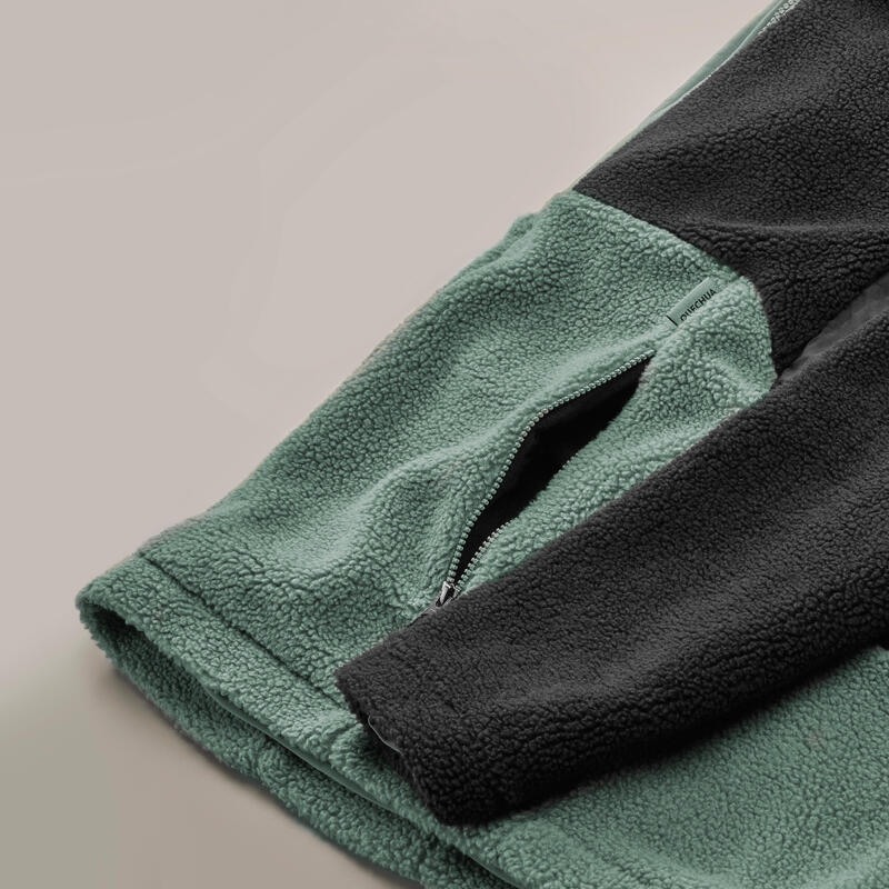 Veste polaire sherpa de randonnée chaude homme, SH900 vert