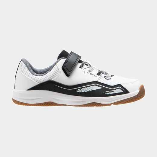 
      Kids' Rip-Tab Handball Shoes H100 - White/Black
  