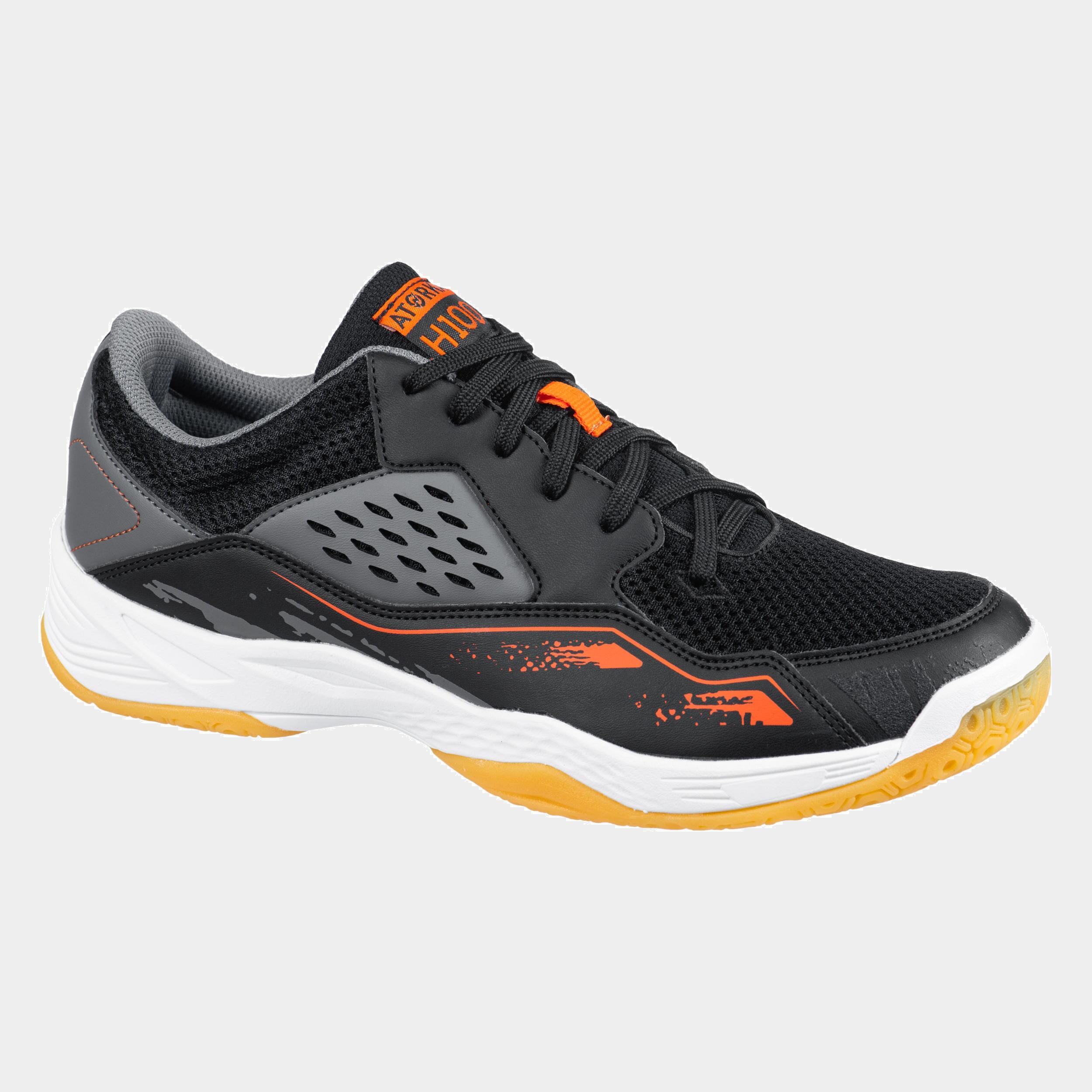 Men's Handball Shoes H100 - Grey/Black/Orange 1/8