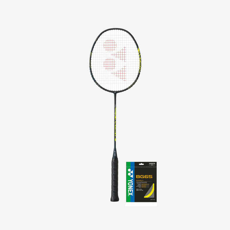 Badmintonschläger Yonex Astrox CS + Saite BG 65 - schwarz/gelb
