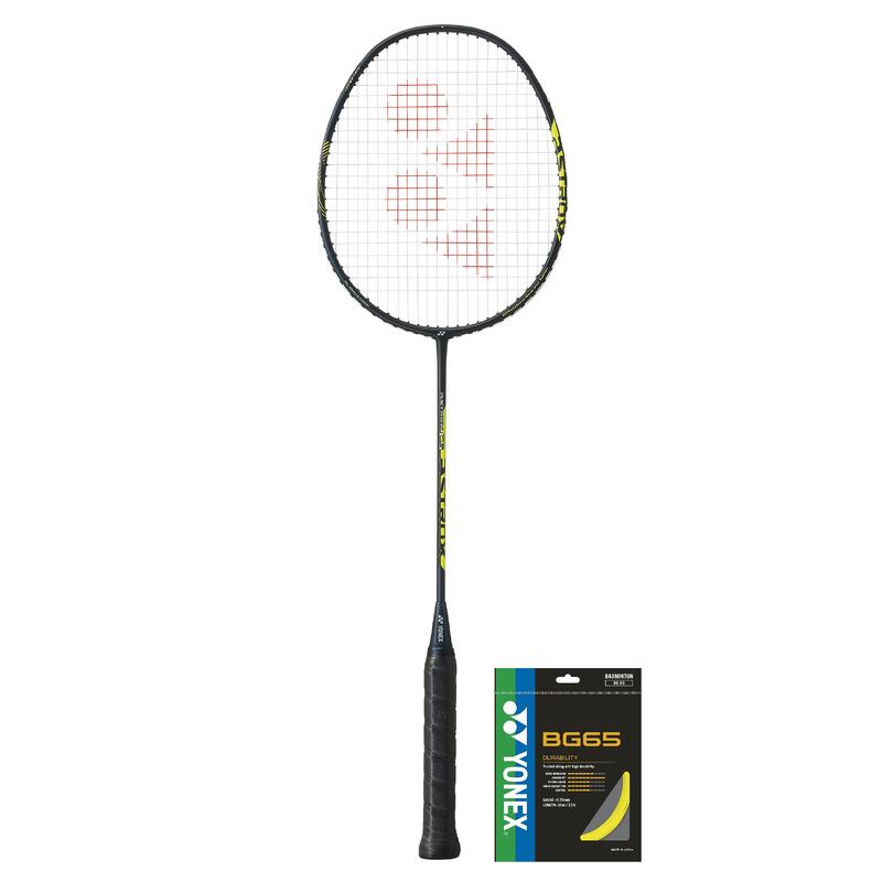 Badmintonschläger Yonex Astrox CS + Saite BG 65 - schwarz/gelb 