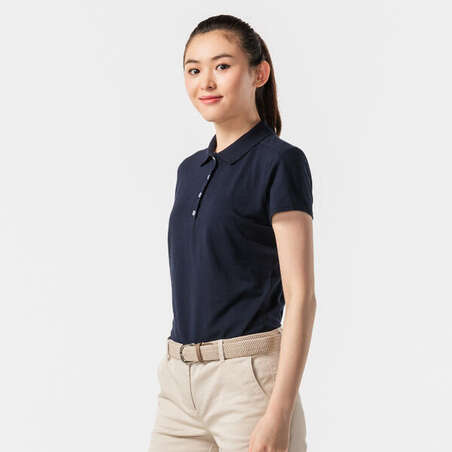 Polo golf 100% coton manches courtes Femme - MW100 bleu marine