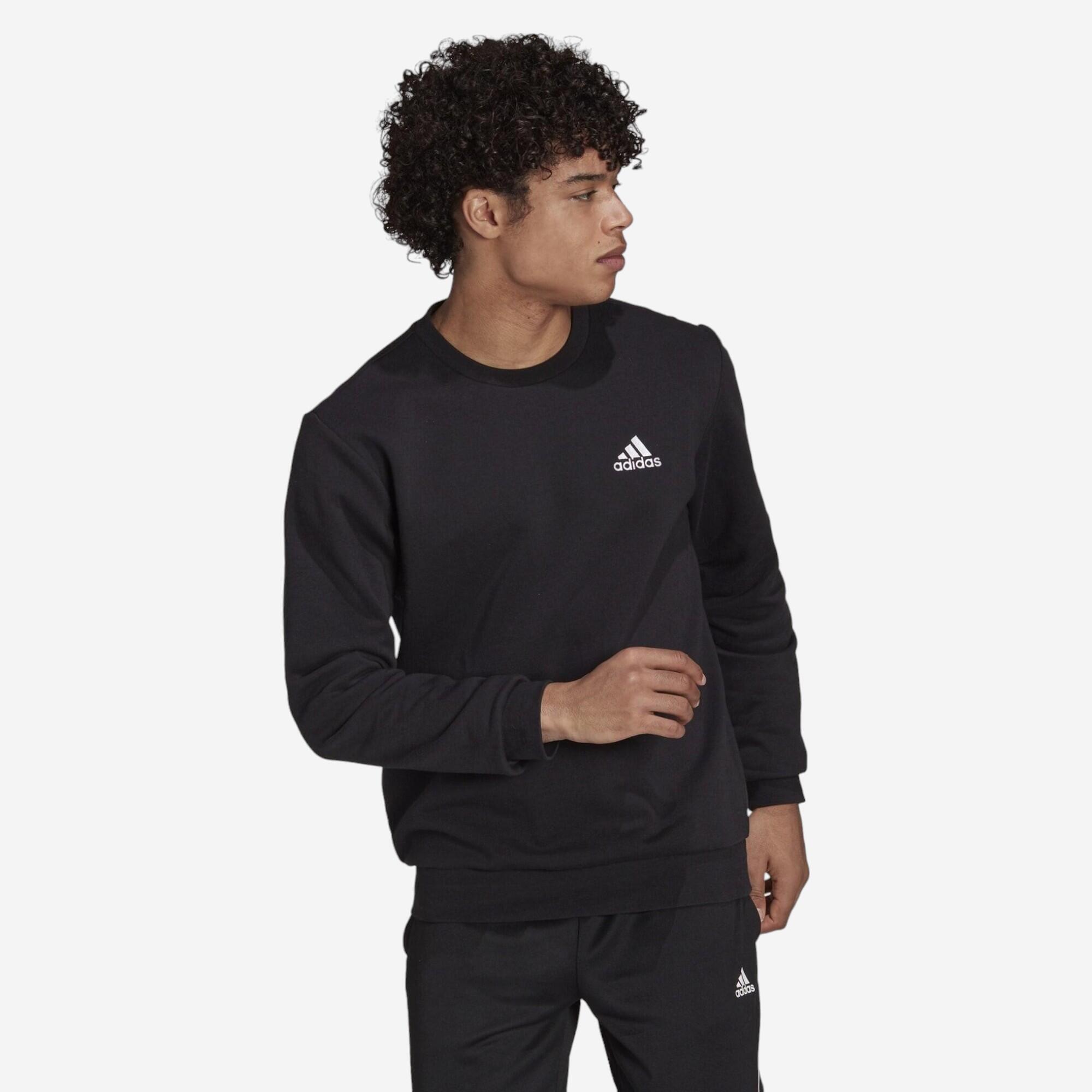 ADIDAS Felpa uomo fitness ADIDAS misto cotone nera
