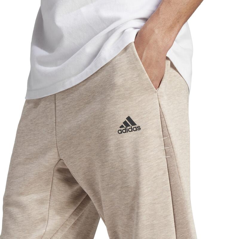 Pantaloni uomo fitness ADIDAS jogging misto cotone beige