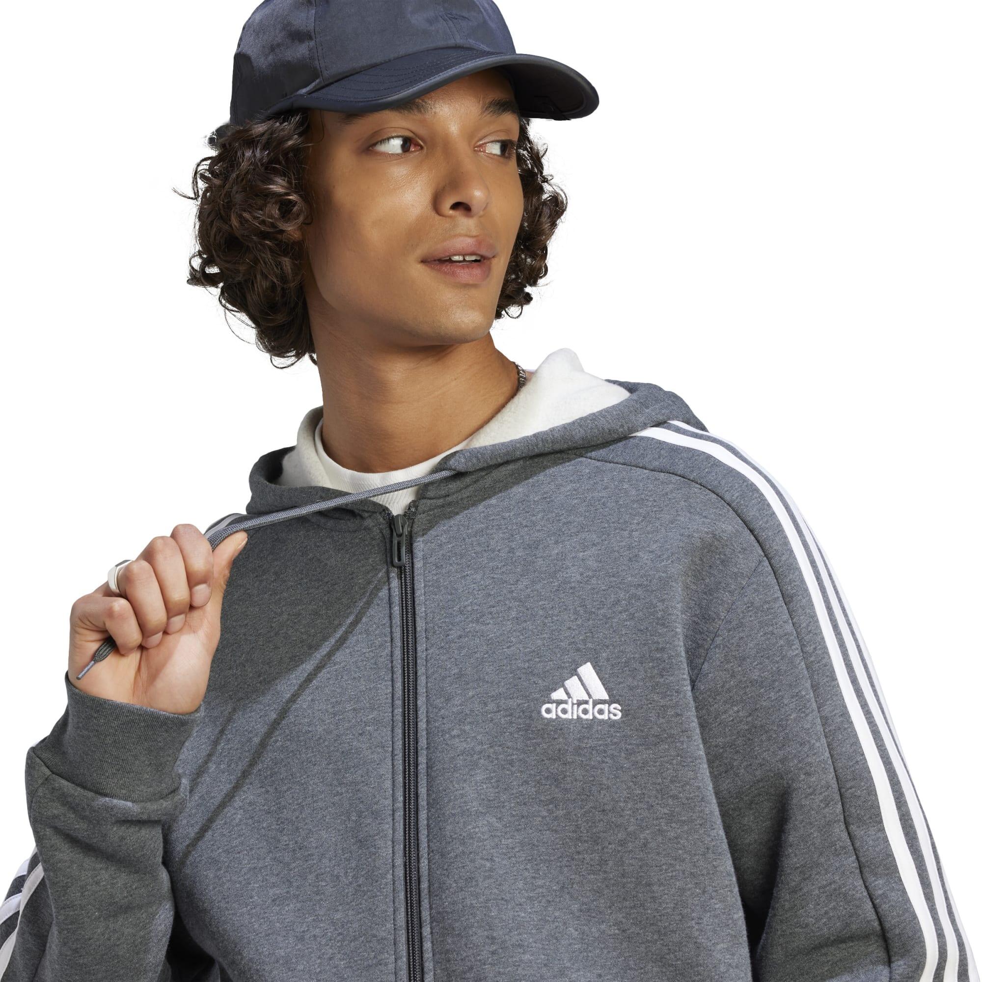 Felpa uomo fitness ADIDAS misto cotone con cappuccio grigia ADIDAS Decathlon