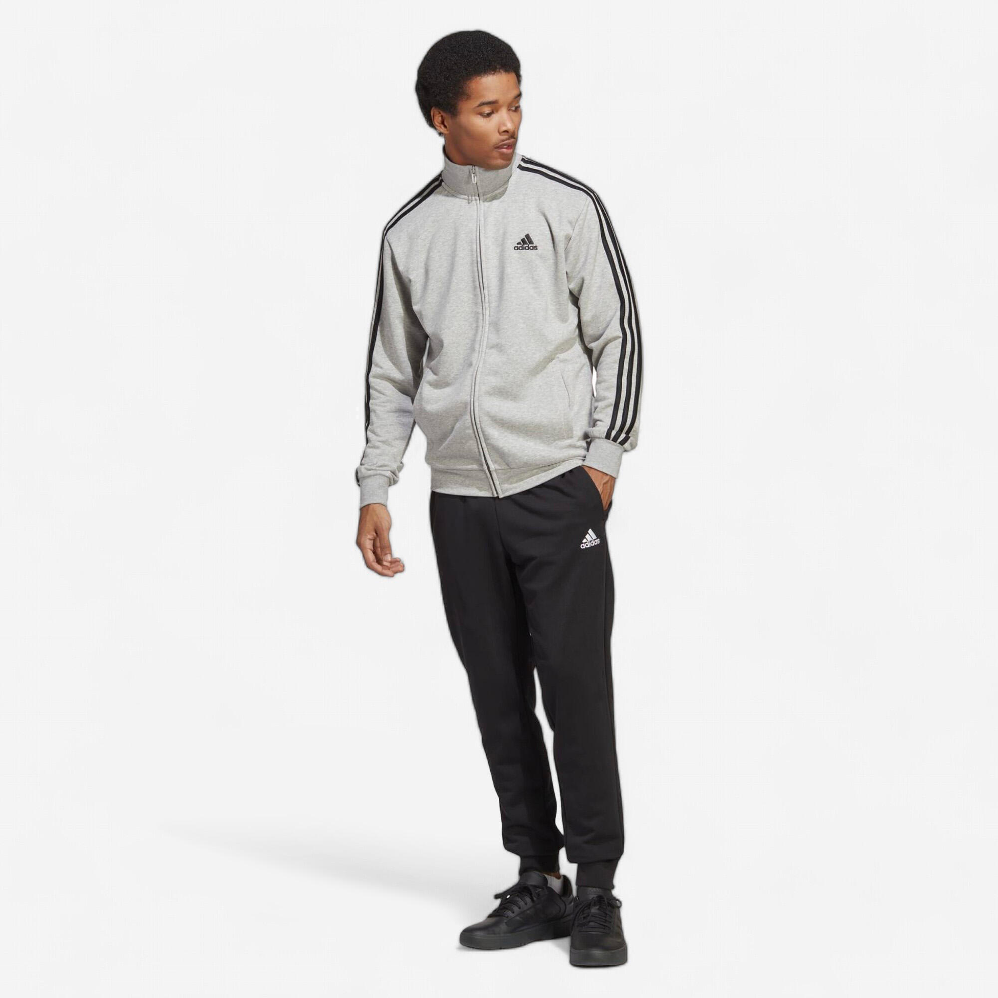 ADIDAS Tuta uomo fitness ADIDAS misto cotone grigio-nero