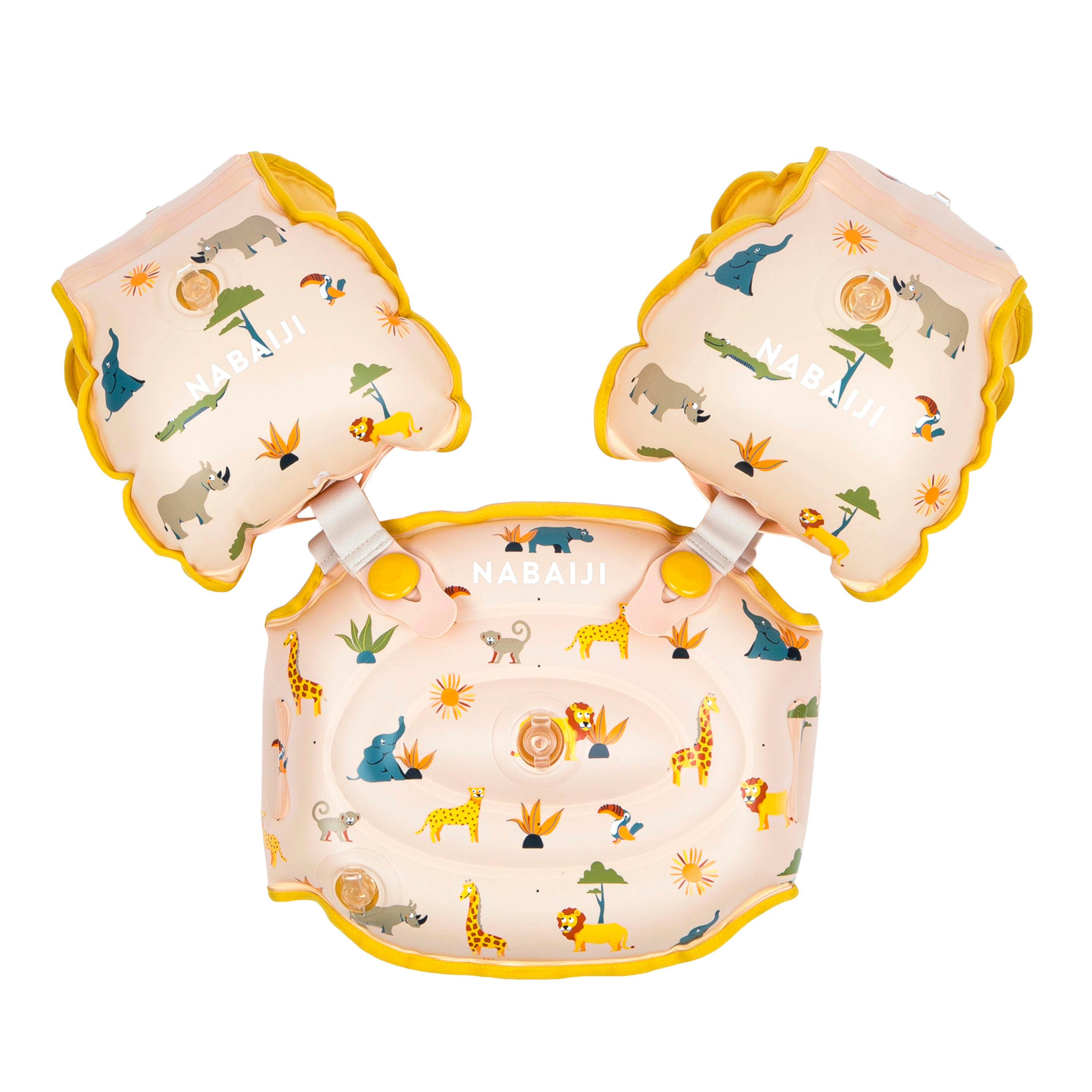 Meegroeiende zwemhulp Tiswim voor kinderen beige met savanneprint 8/8