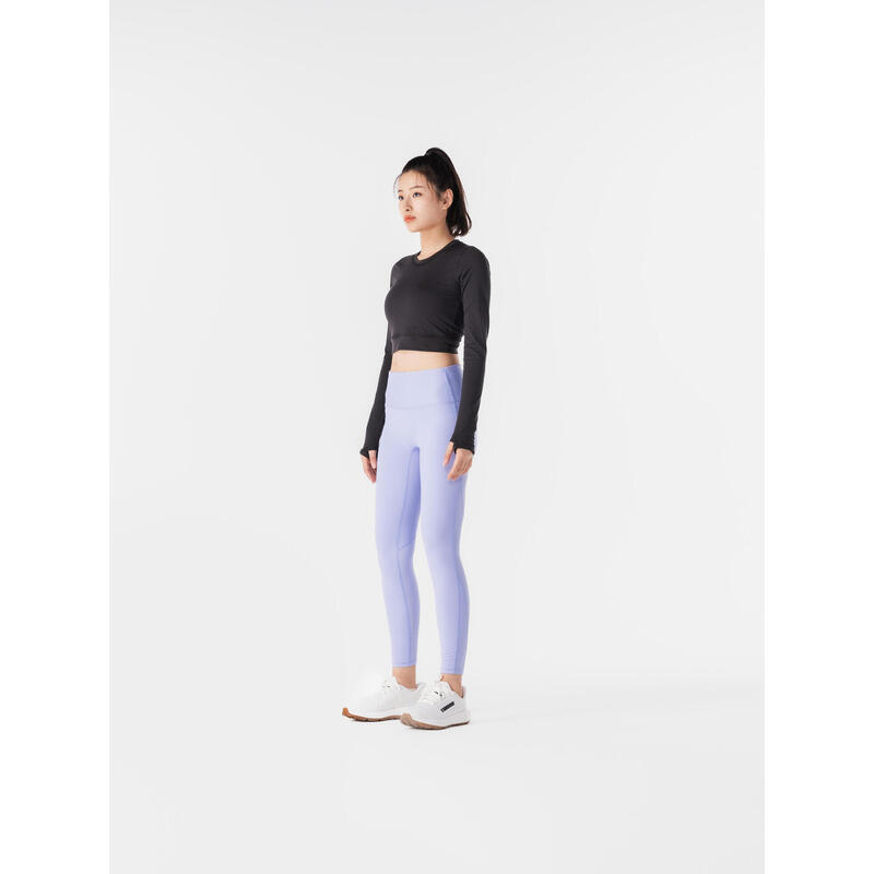 Women's shaping fitness cardio high-waisted leggings, pale indigo