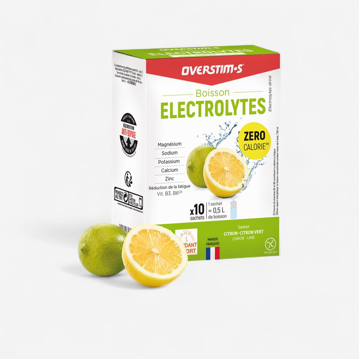 Overstims Boisson électrolytes citron (zéro calorie) - étui 10 sachets x 8 g