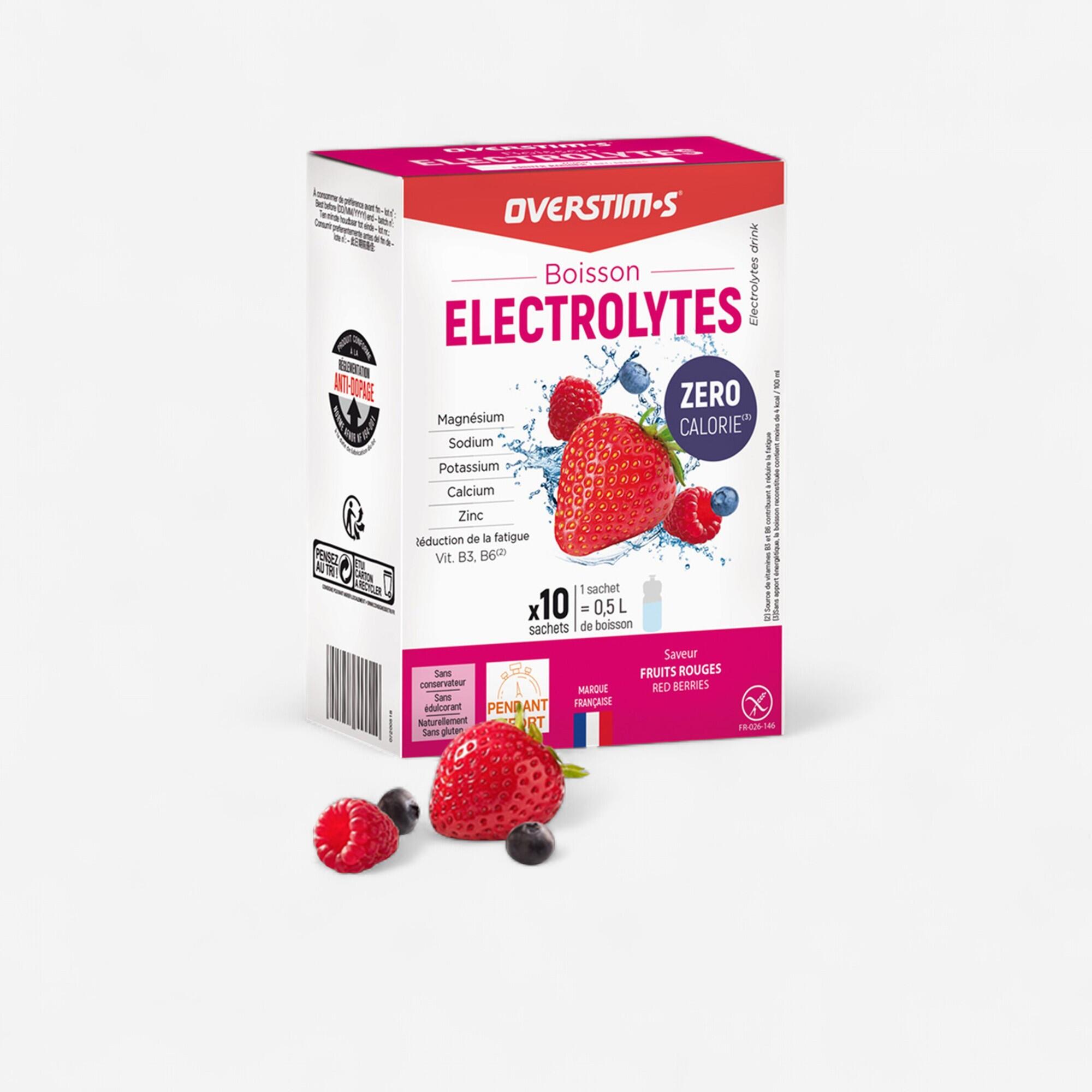 OVERSTIM.S Bebida de Eletrólitos Frutos Vermelhos (Zero Calorias) (10 saquetas x 8 g)
