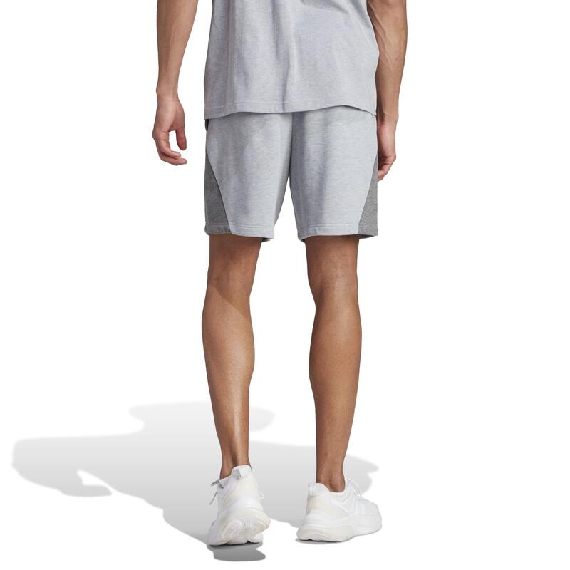 Pantaloncini uomo fitness ADIDAS misto cotone azzurro-grigio