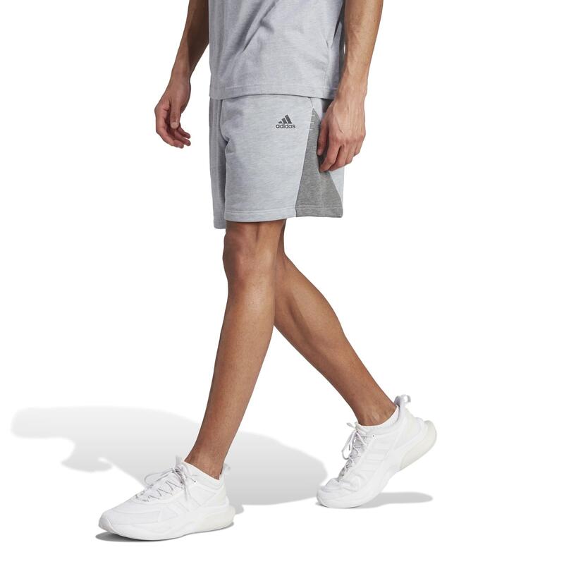 SHORT MELANGE DE FITNESS SOFT TRAINING ADIDAS HOMME BLEU GRIS