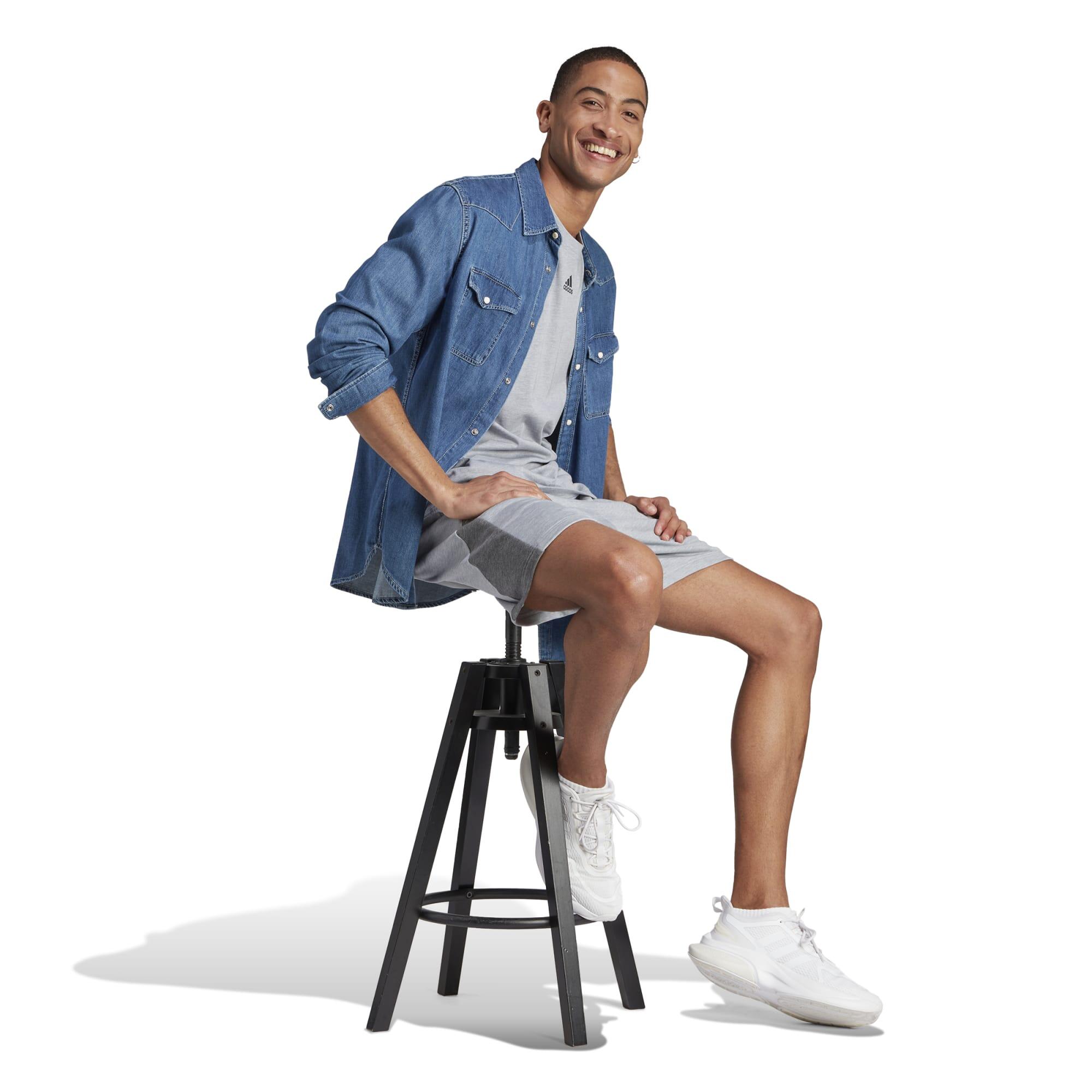Men's Low-Impact Fitness Blended Shorts - Blue/Grey 3/5