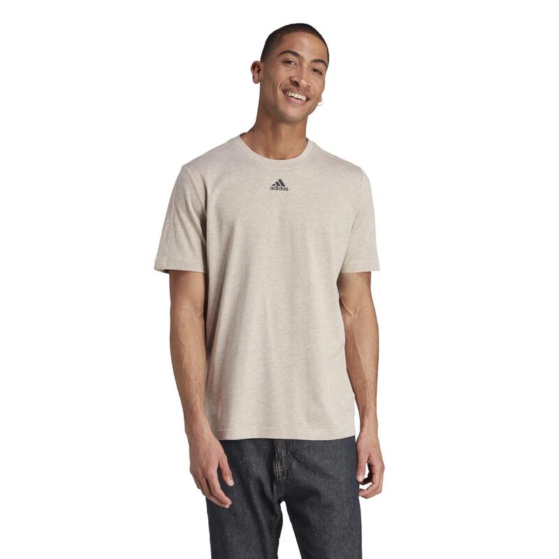 T-shirt uomo fitness ADIDAS regular misto cotone beige