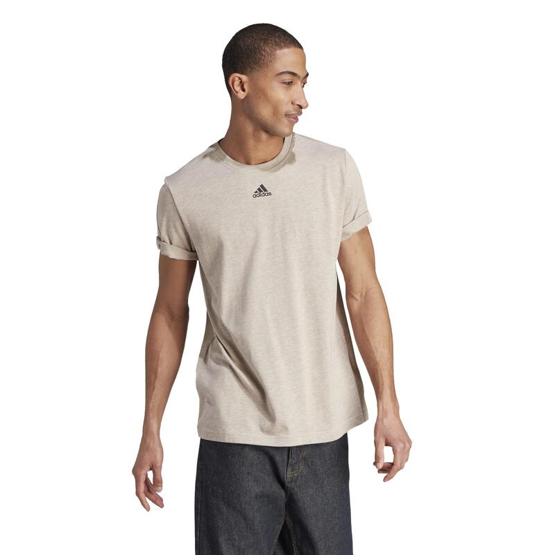 T-shirt uomo fitness ADIDAS regular misto cotone beige