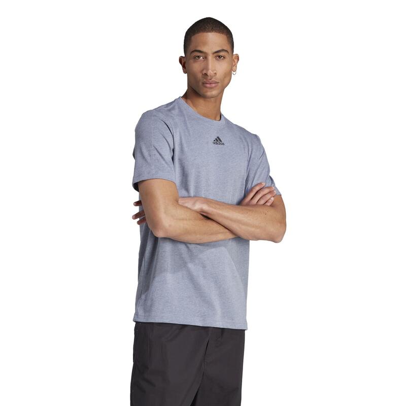 T-SHIRT MELANGE DE FITNESS SOFT TRAINING ADIDAS HOMME BLEU GRIS