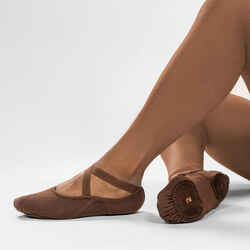 Split-Sole Stretch Canvas Demi-Pointe Ballet Shoes - Chocolate