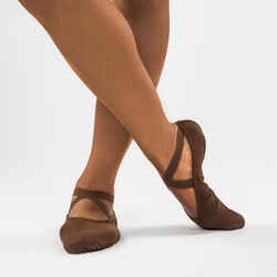 Split-Sole Stretch Canvas Demi-Pointe Ballet Shoes - Chocolate