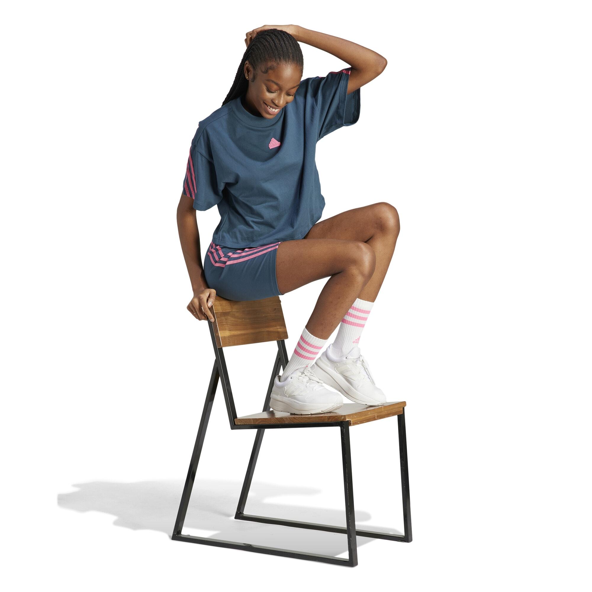 T-SHIRT DE FITNESS MULHER ADIDAS FUTURE ICONS AZUL ESCURO 4/13