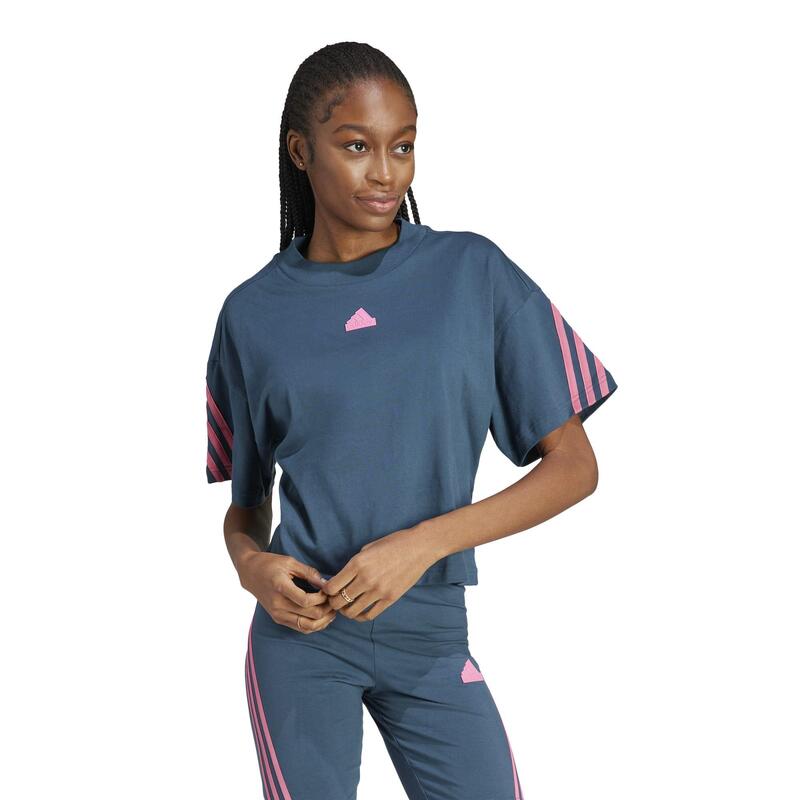 T-shirt donna fitness Adidas FUTUR ICONS regular 100% cotone blu