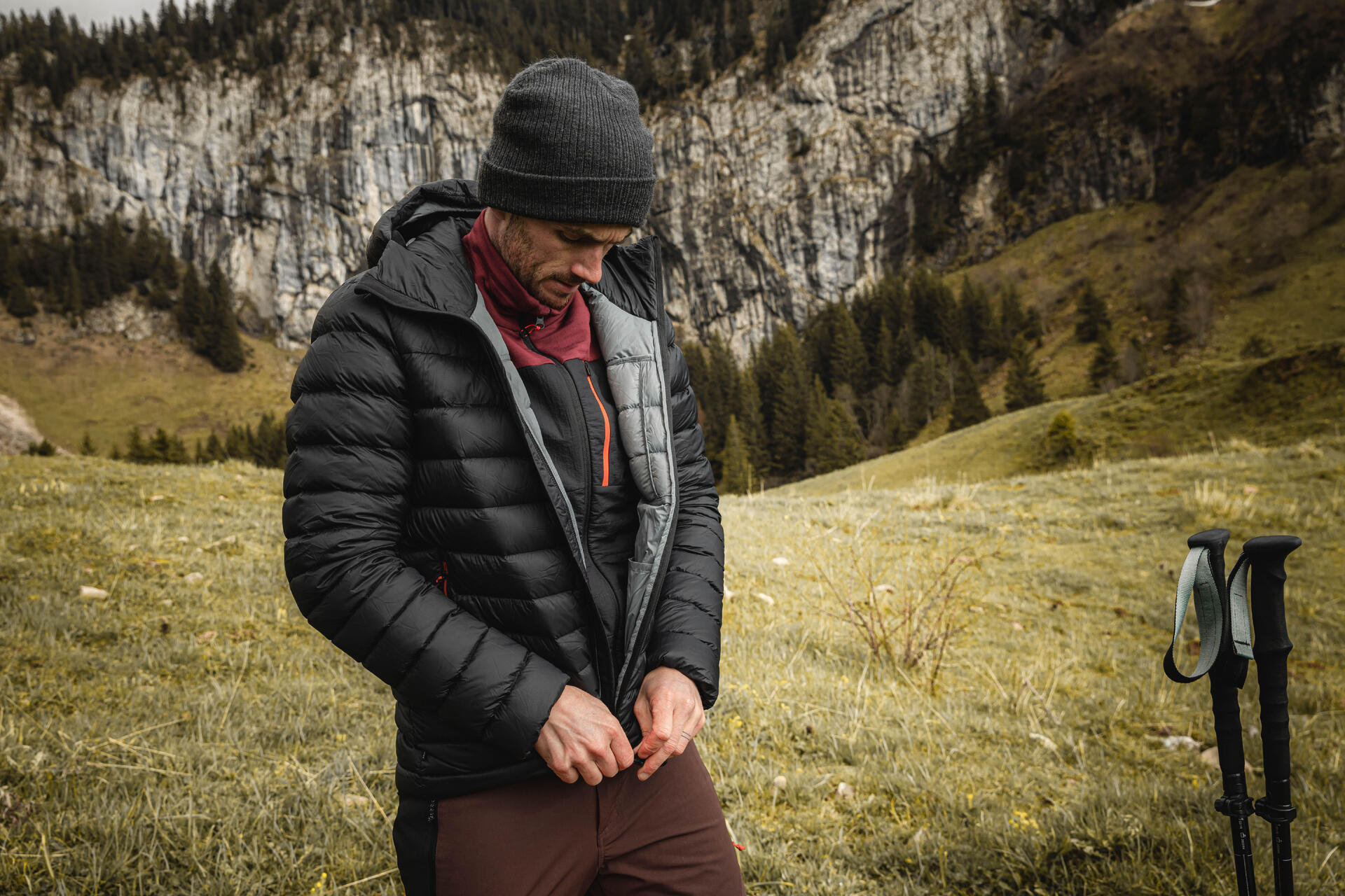 Men's Mountain Trekking Down Jacket with Hood MT500 -10°C