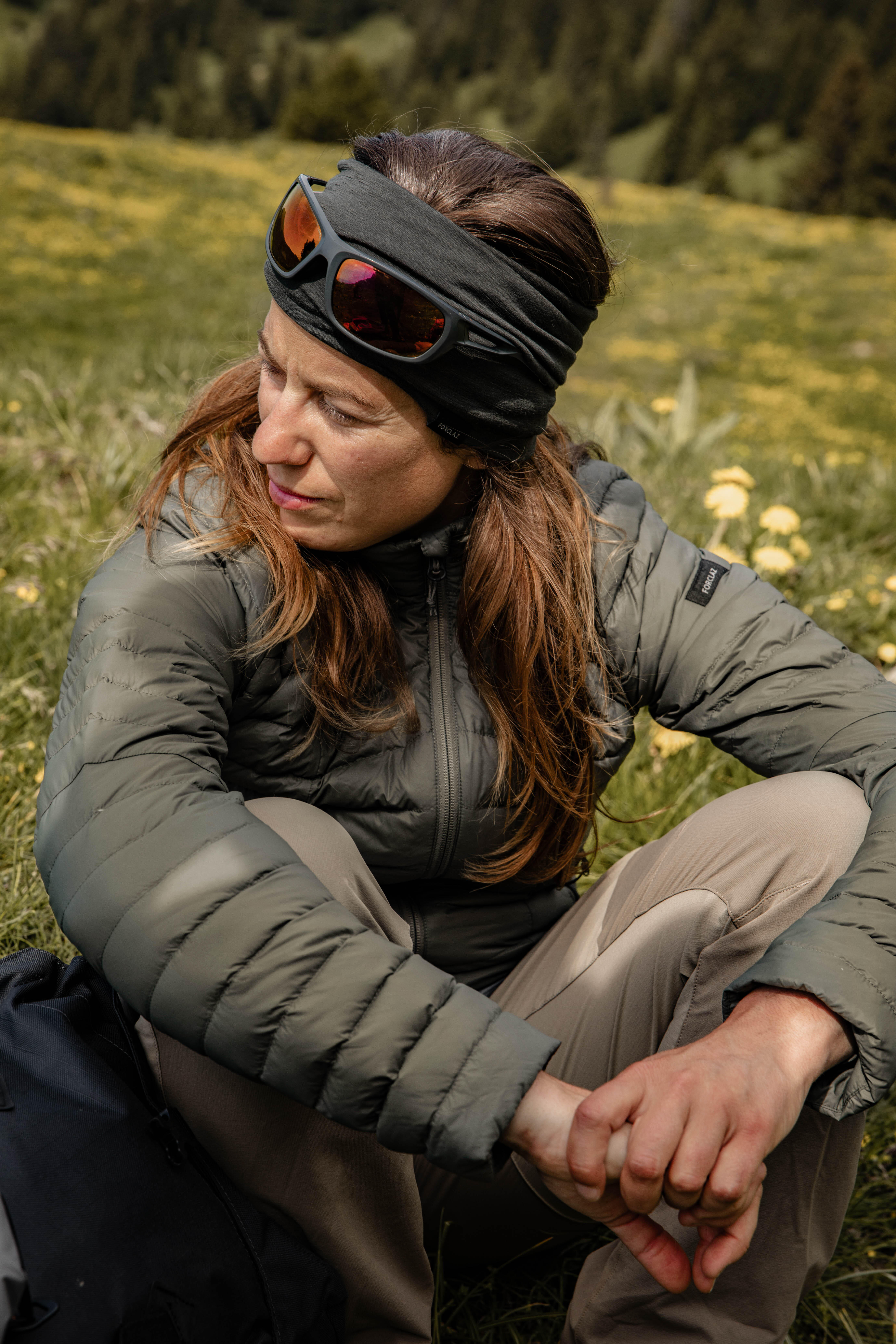 Synthetic Gray,Purple Decathlon TREK 100 - Grey Women Mountain