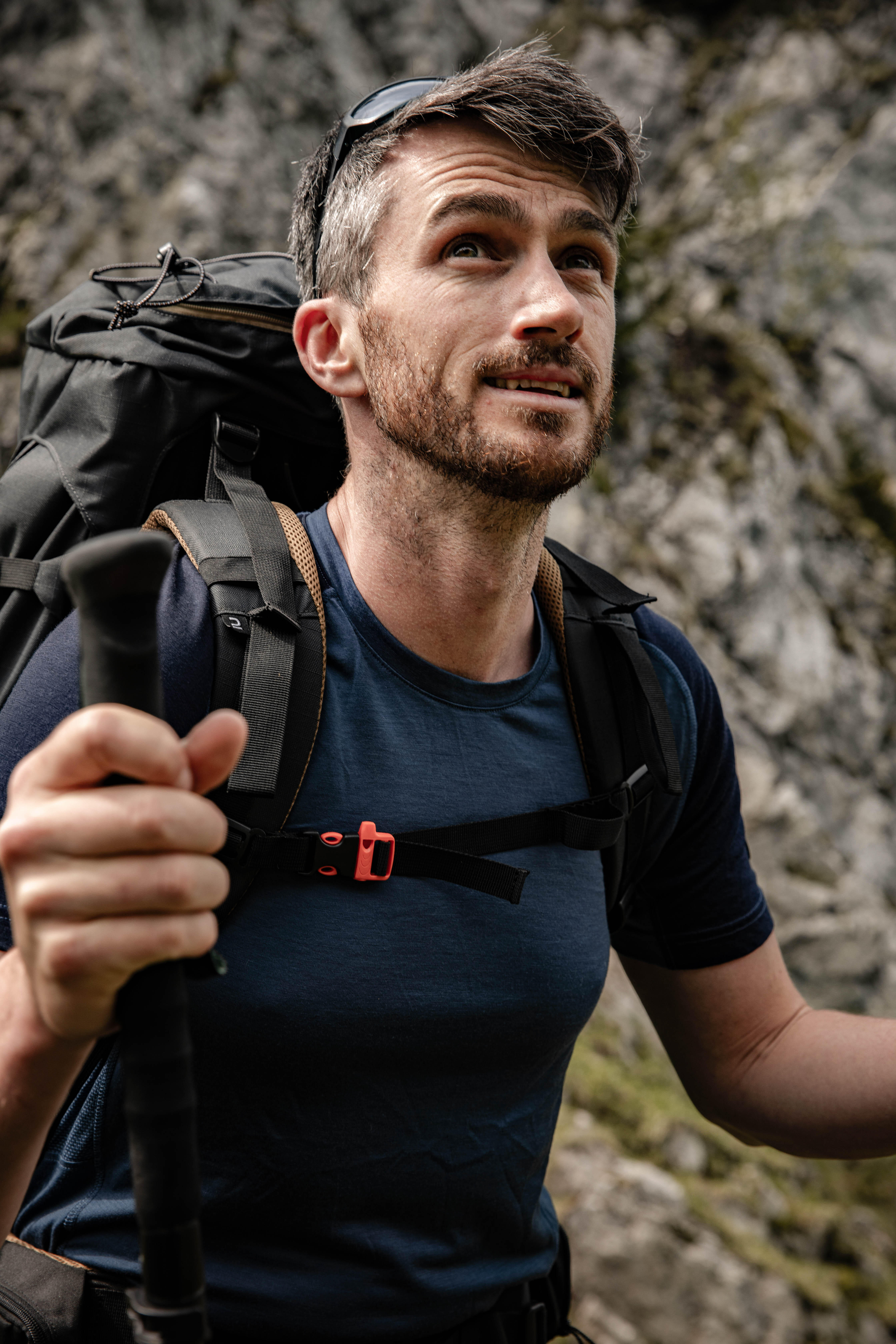 Men’s Hiking Merino Wool T-Shirt - MT 500 Blue