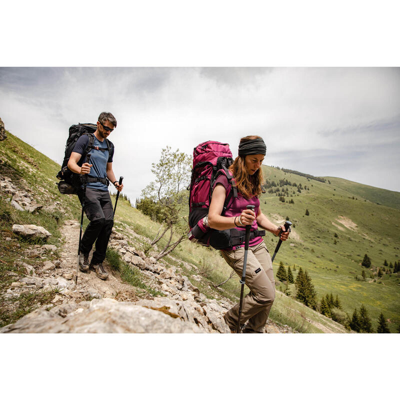 Tricou din lână merinos Trekking la munte MT500 Albastru Damă 