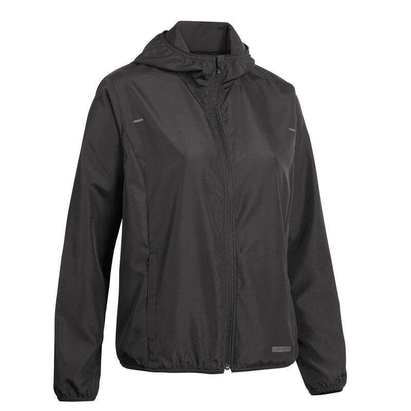 WOMEN'S RUN 100 WINDPROOF JACKET - BLACK