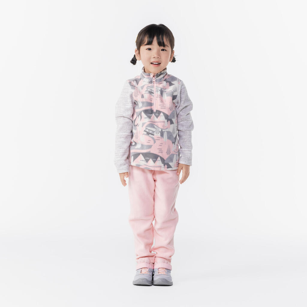 Chaussures de randonnée enfant avec scratch MH100 grise et rose du 24 AU 34
