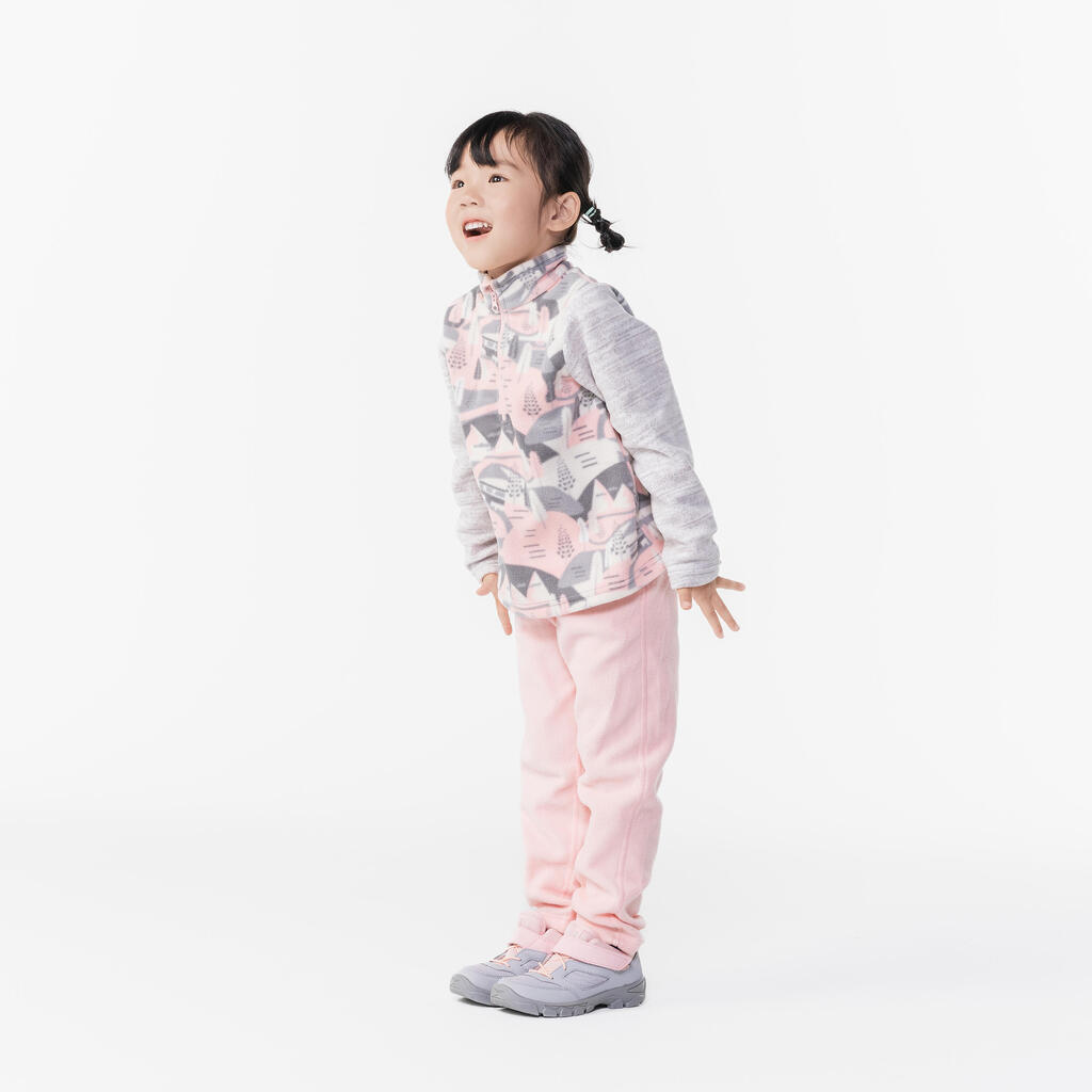 Chaussures de randonnée enfant avec scratch MH100 grise et rose du 24 AU 34