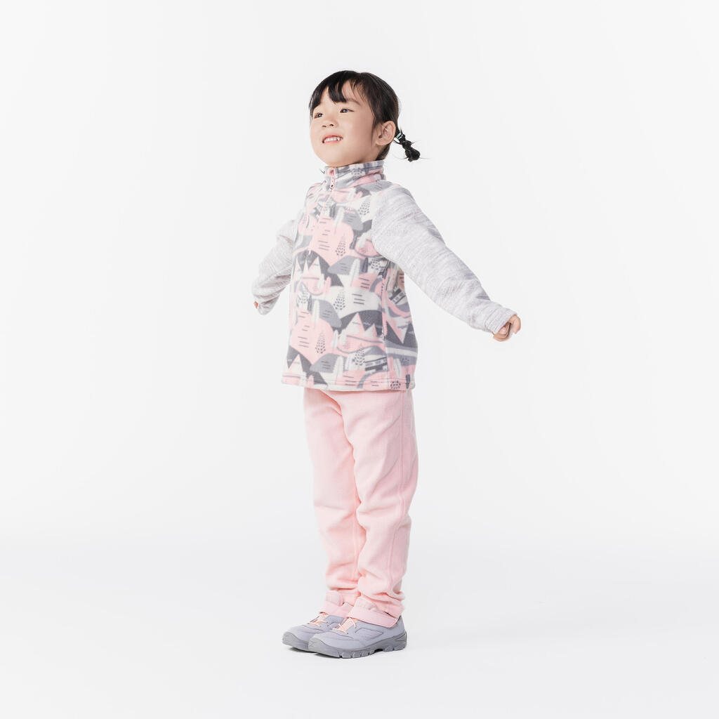 Chaussures de randonnée enfant avec scratch MH100 grise et rose du 24 AU 34