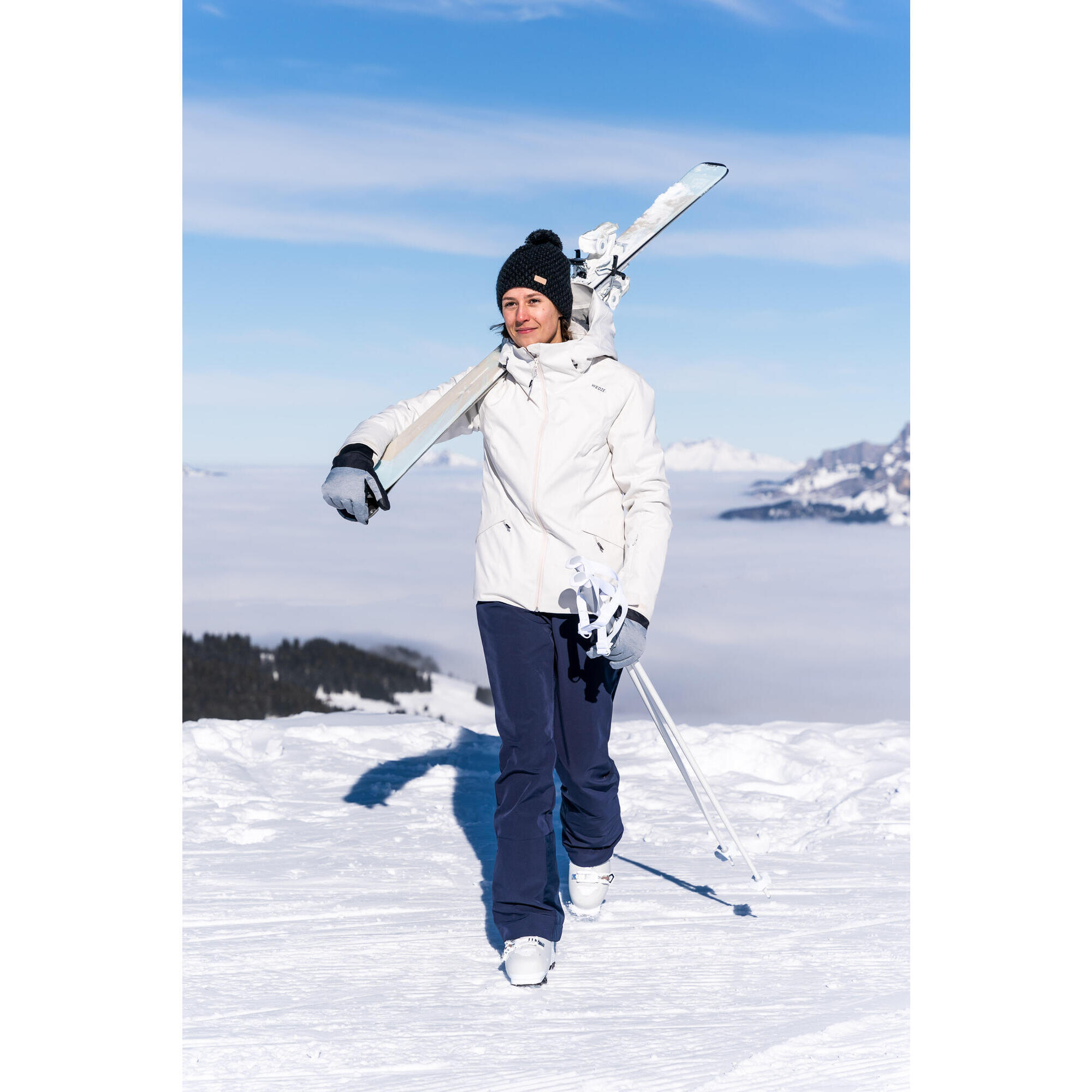 Veste de ski chaude et impermeable femme 500 bleu glacier WEDZE Decathlon