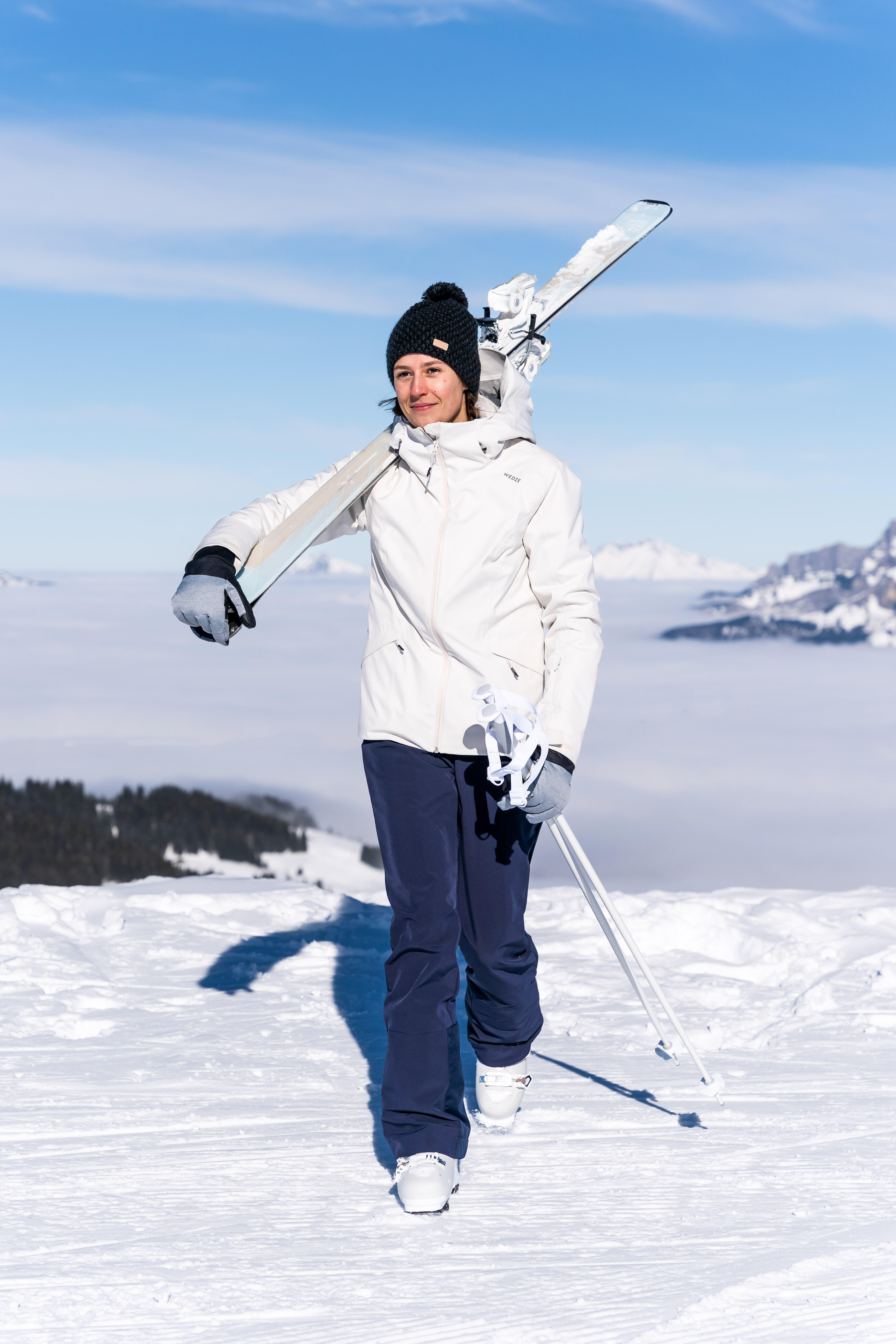 WOMEN S WARM SKI JACKET 500 BEIGE Decathlon