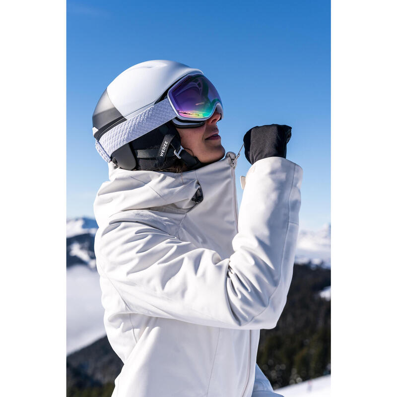 女款保暖滑雪外套 500－米色
