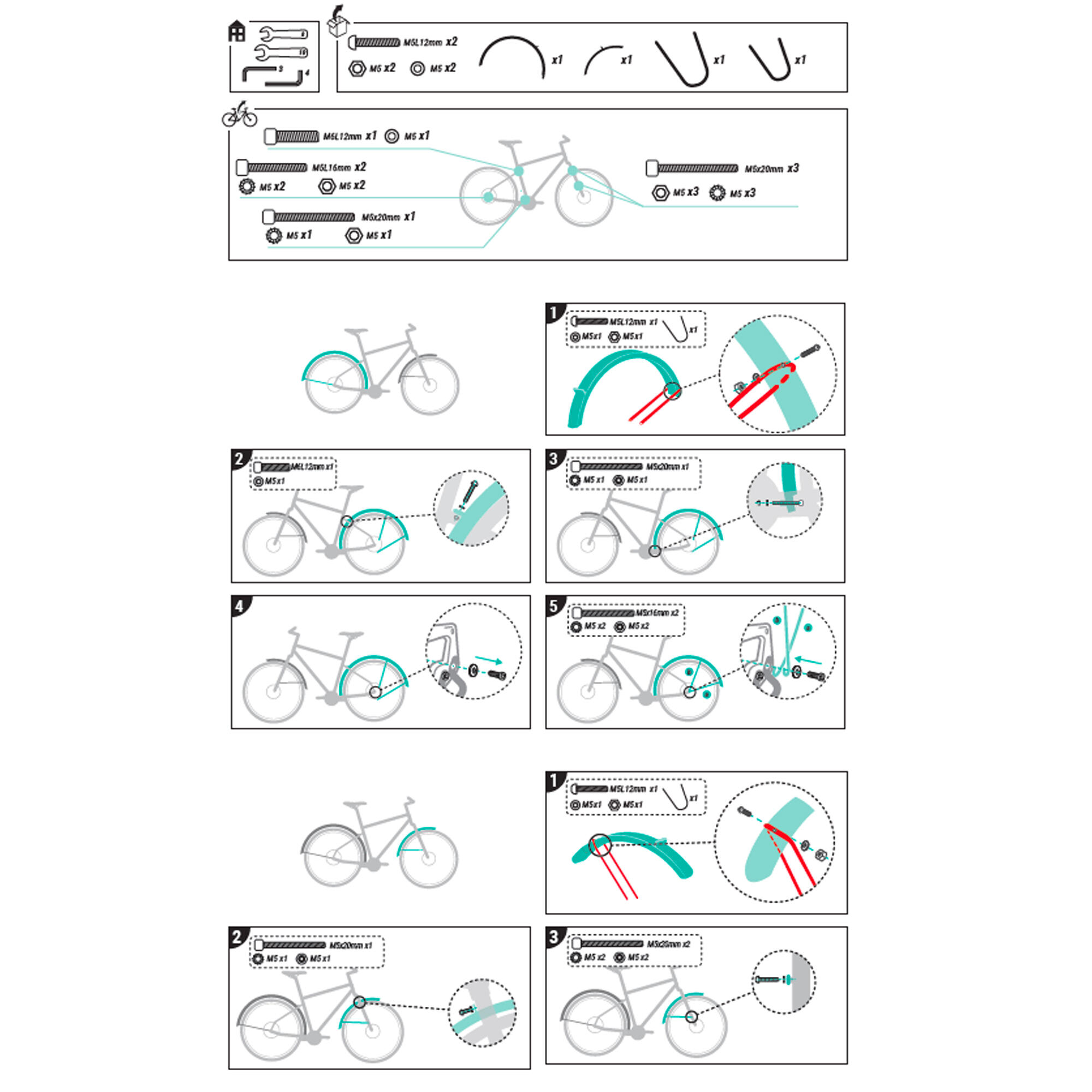 Ensemble de garde-boue pour les vélos Riverside - BTWIN