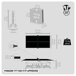 ITTF-Approved Club Table Tennis Table TTT 930 with Blue Tabletops