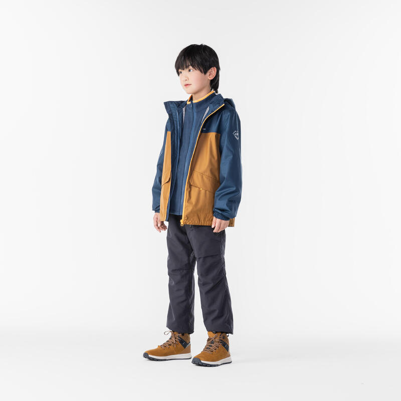 CHAQUETA 3en1 CÁLIDA IMPERMEABLE DE SENDERISMO - SH100 -0,5 °C - NIÑOS 7-15 AÑOS