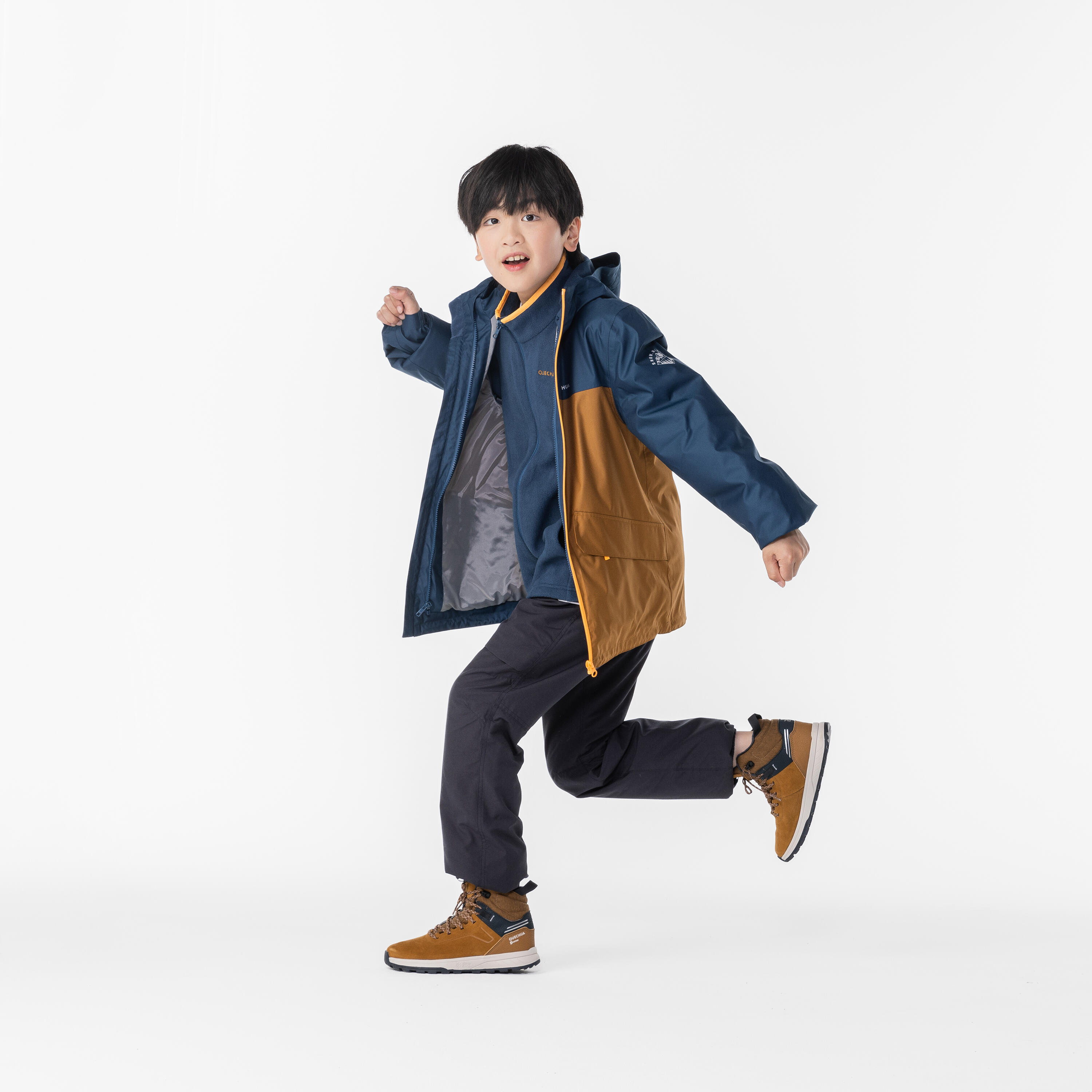 Chaqueta 3 en 1 de senderismo niños 7-15 años, NH100 café y azul  10/13