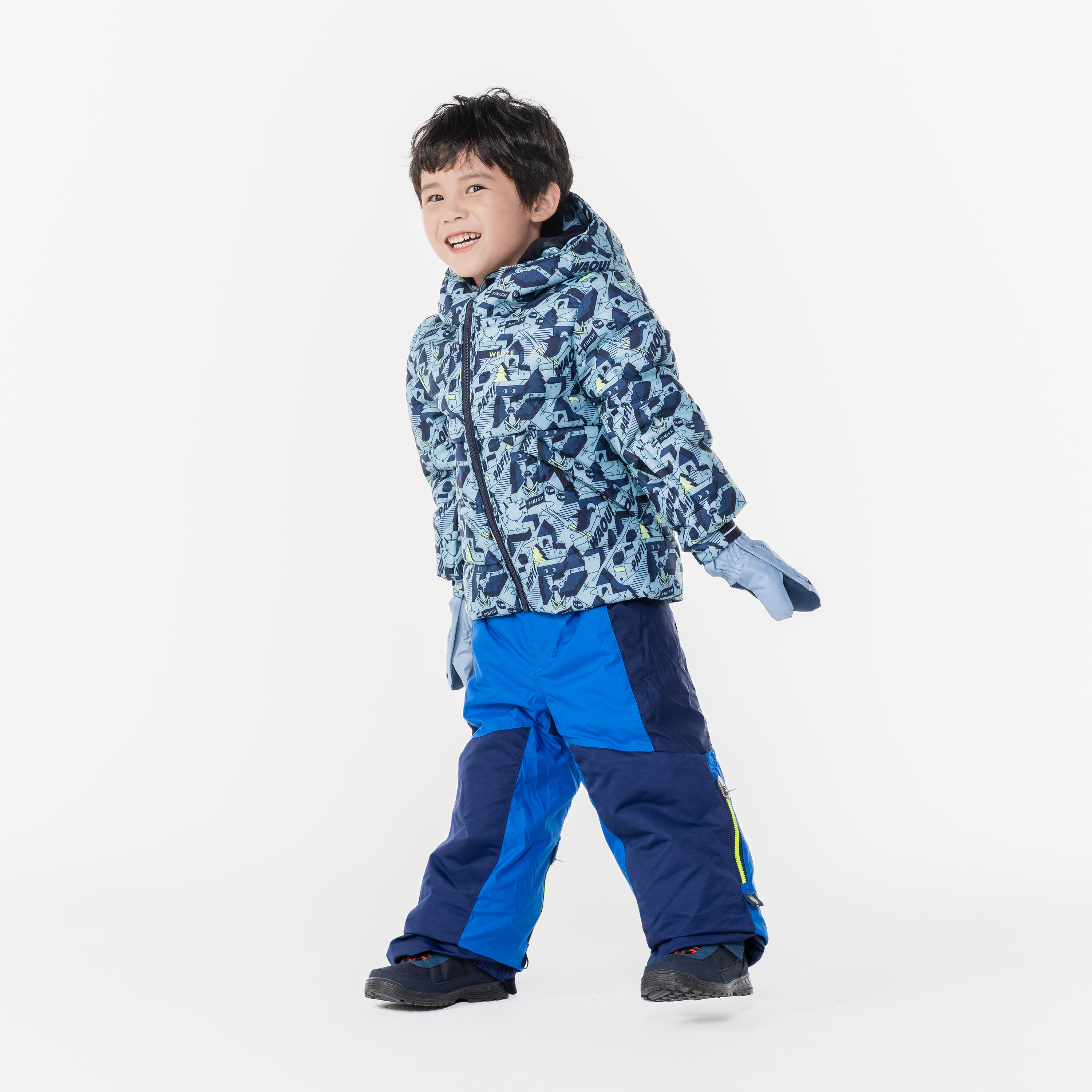 KIDS’ WARM WATERPROOF HIKING BOOTS - SH100 hook and loop strap - Size 24–34 9/16
