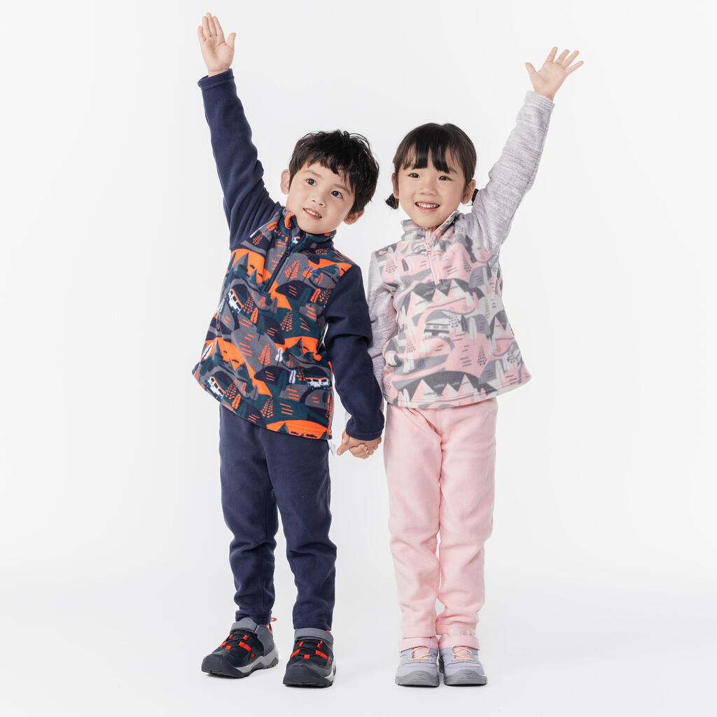 Chaussures de randonnée enfant avec scratch MH100 grise et rose du 24 AU 34