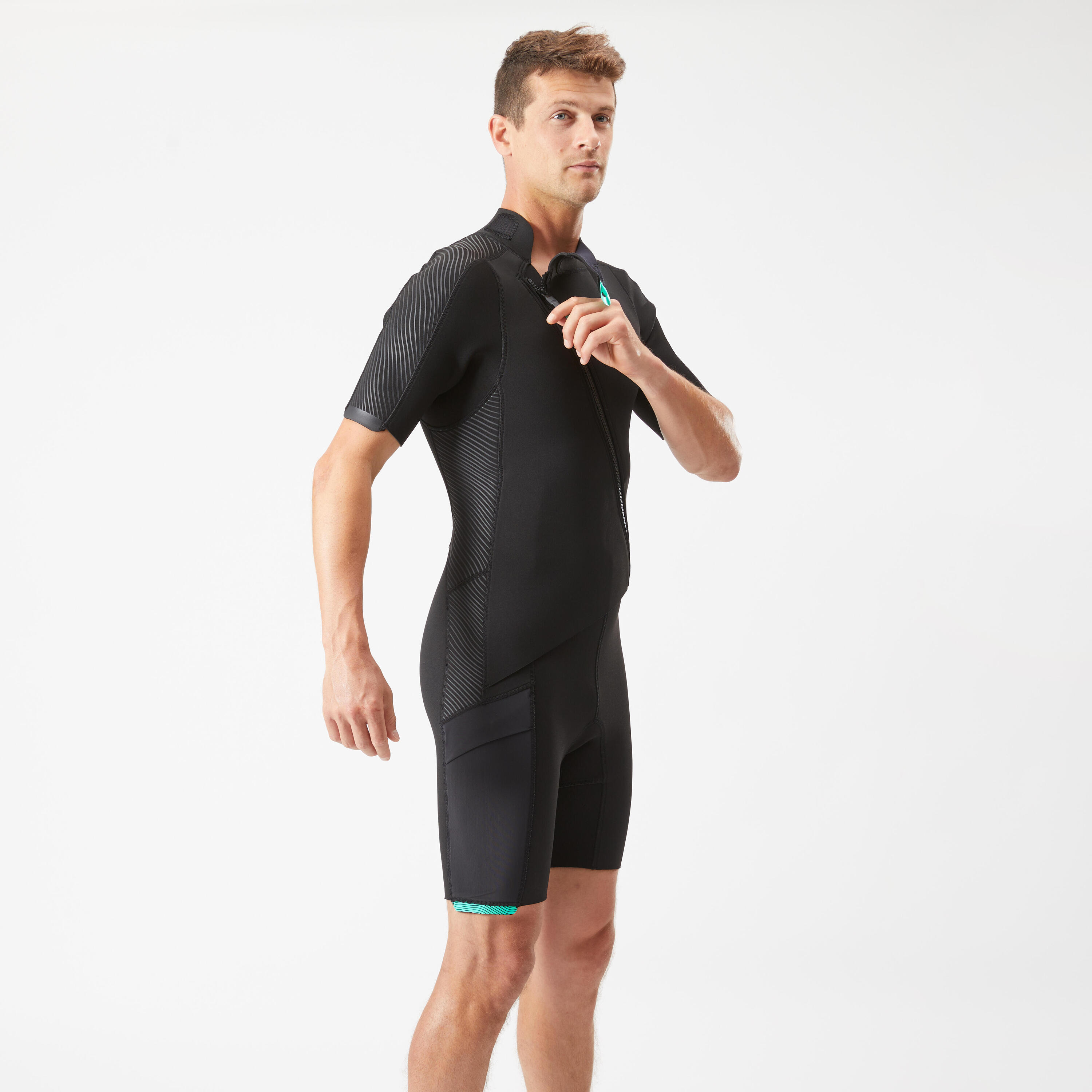 Shorty neopreno Hombre cremallera diagonal frontal 2 mm 3/10
