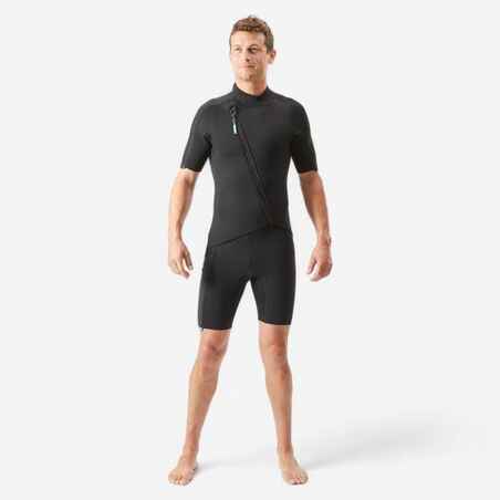 Men's 2 mm neoprene shorty wetsuit with diagonal front zip Easy