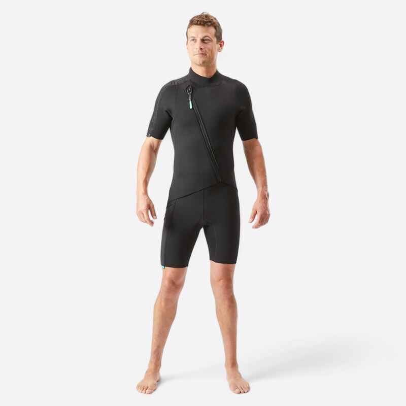 Men's 2 mm neoprene shorty wetsuit with diagonal front zip Easy