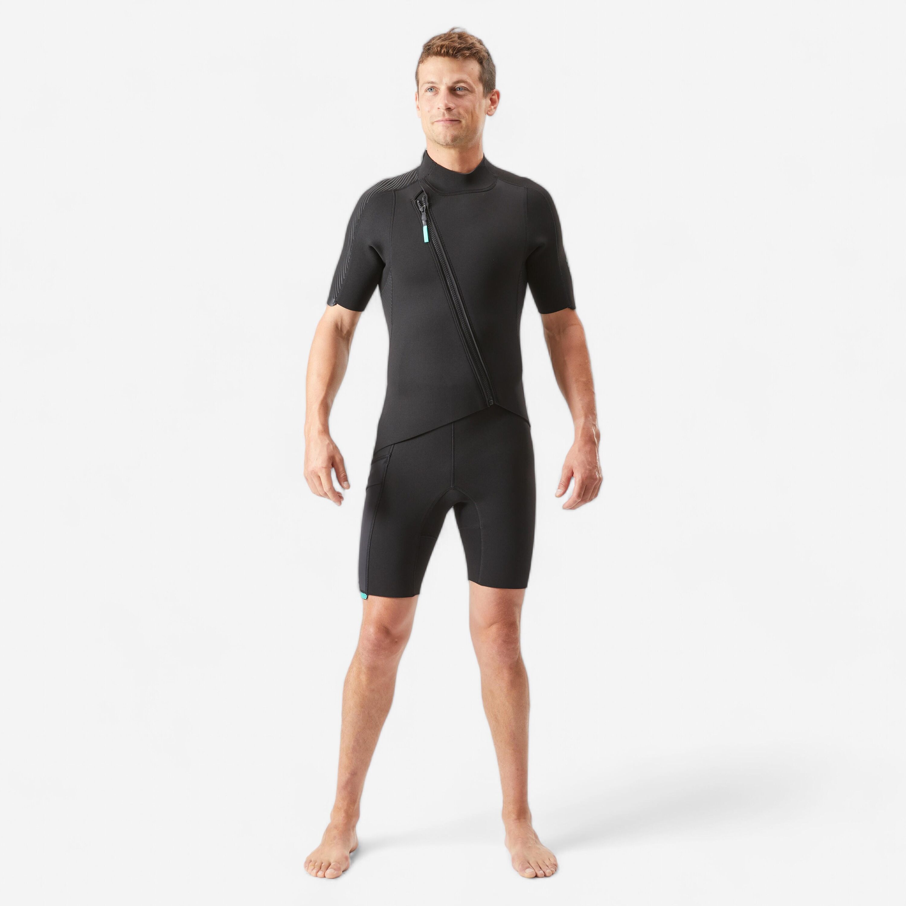 SUBEA Men's 2 mm neoprene shorty wetsuit with diagonal front zip Easy