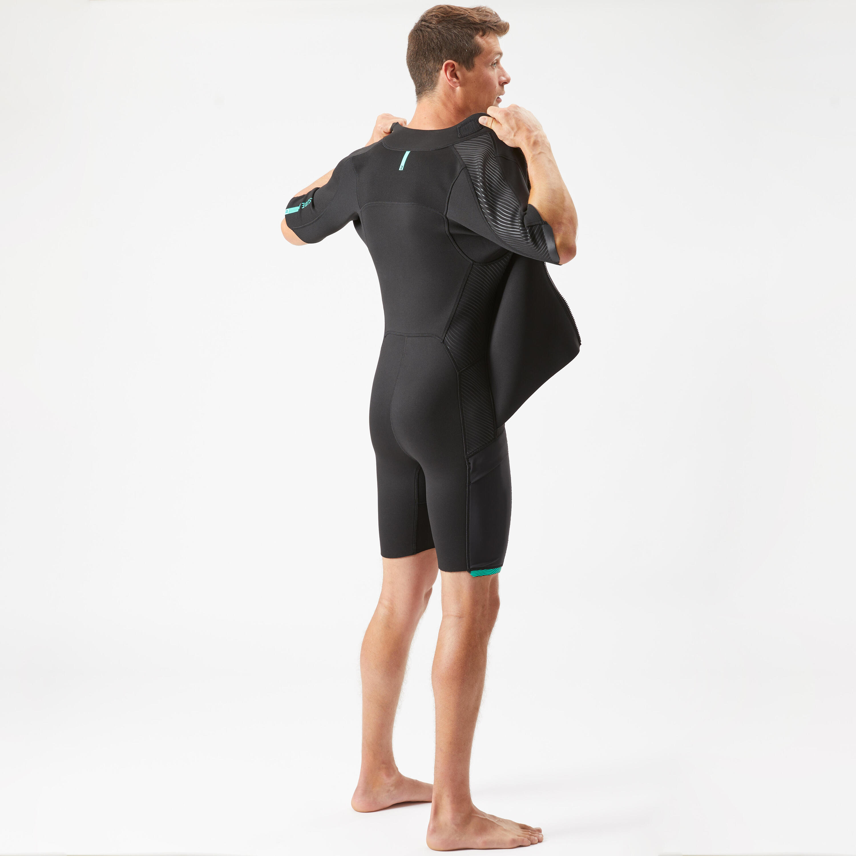 Men's 2 mm neoprene shorty wetsuit with diagonal front zip Easy 7/14